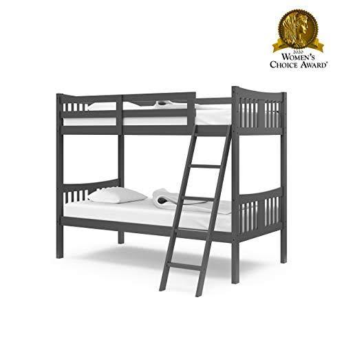 Gray Solid Hardwood Twin Over Twin Bunk Bed L3820