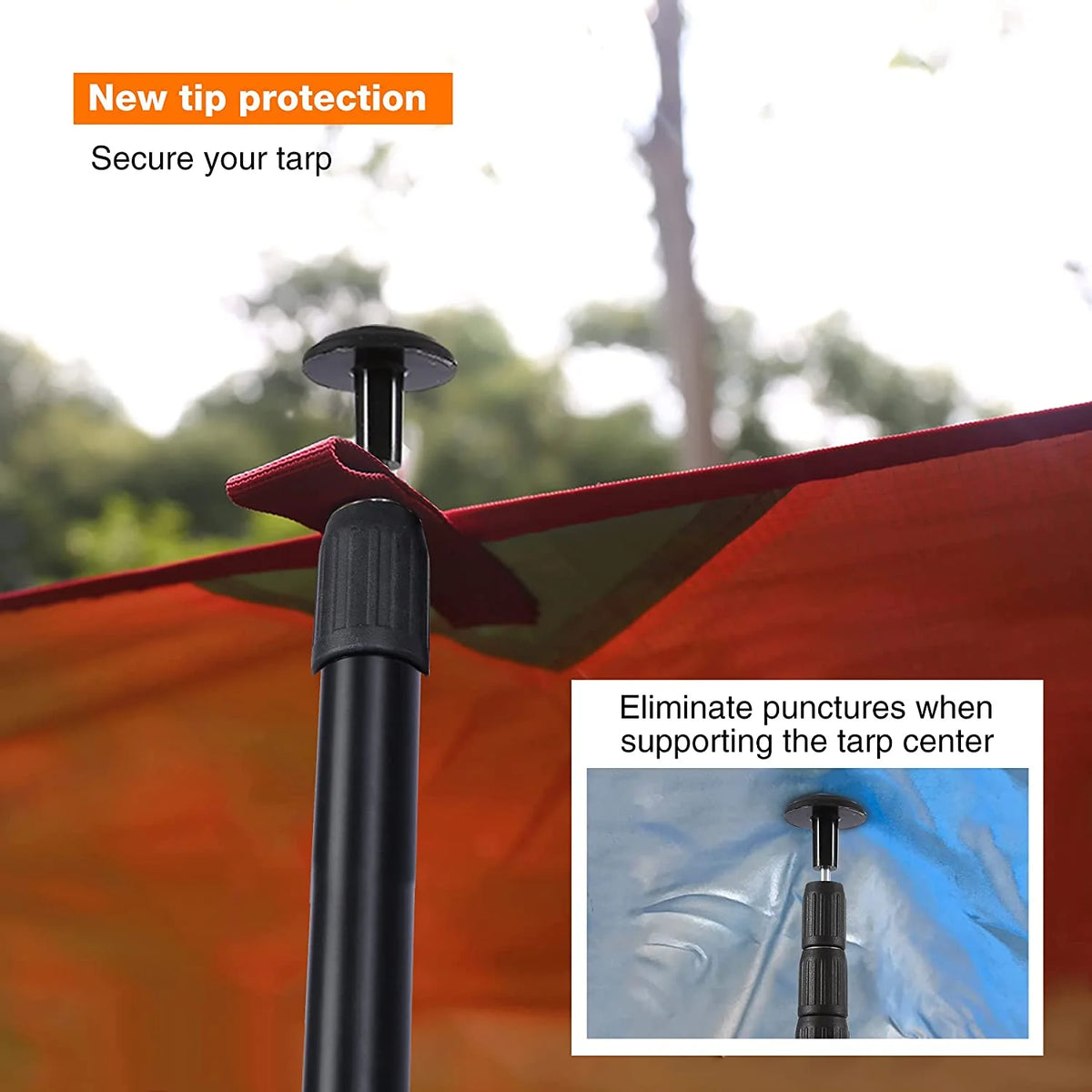 Aluminum Tarp Poles, Set of 2, Telescoping, Black M793276