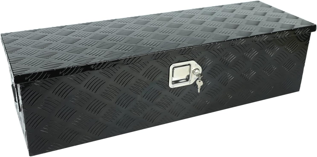 Black Aluminum 5 Bar Tread Underbody Toolbox with Lock Latch H49165