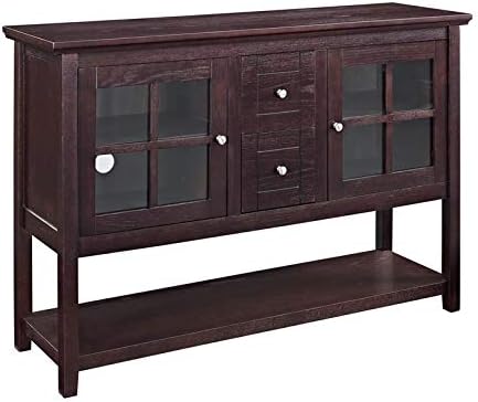 Rustic Brown Tall Credenza TV Stand Storage Cabinet O8121
