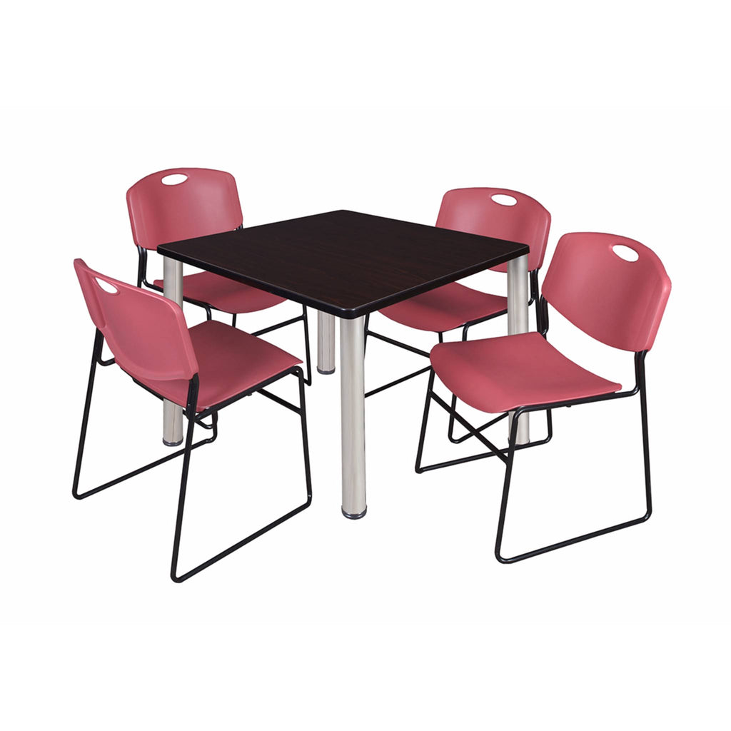 42x22 Square Breakroom Table with 4 Stack Chairs N228955