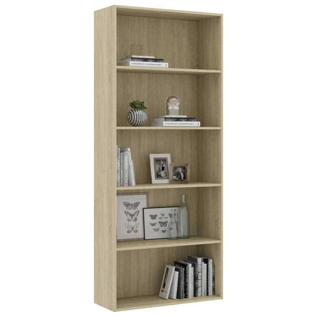 5-Tier Book Cabinet Sonoma Oak Chipboard F3937