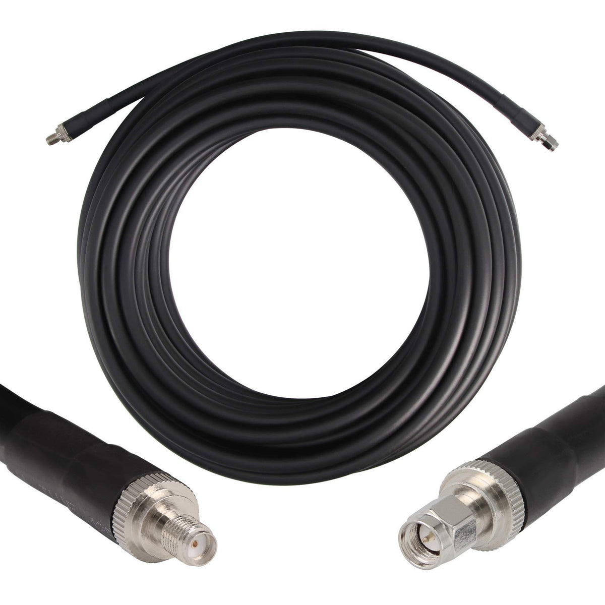 100 ft Low-Loss Coaxial Extension Cable (50 Ohm) SMA Male to SMA Female Y165