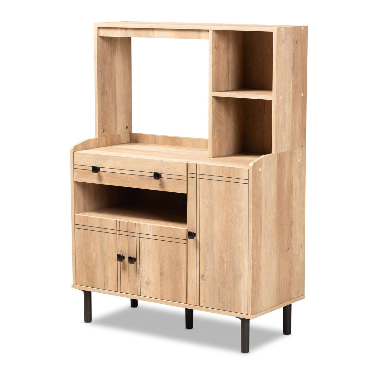 3-Door Wood Kitchen Storage Cabinet Oak Brown B958477
