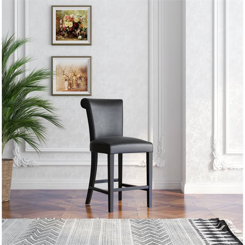 Black Faux Leather Bar Stool Set of Two H6232