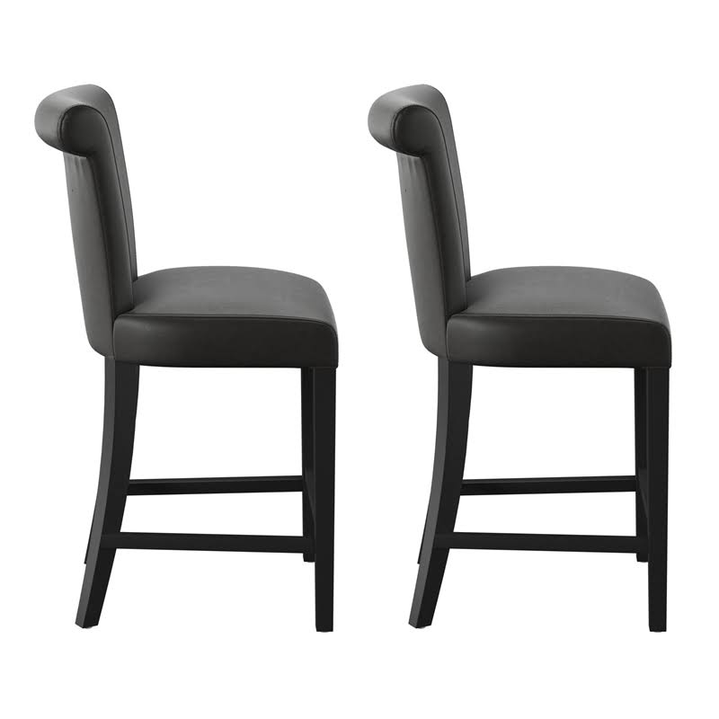 Black Faux Leather Bar Stool Set of Two H6232