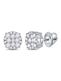 14kt White Gold Round Diamond Cluster Stud Earrings 1/2 Cttw S40700