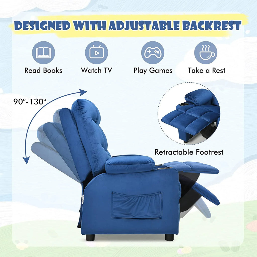Blue Toddler Recliner Chair with Cup Holder N525131