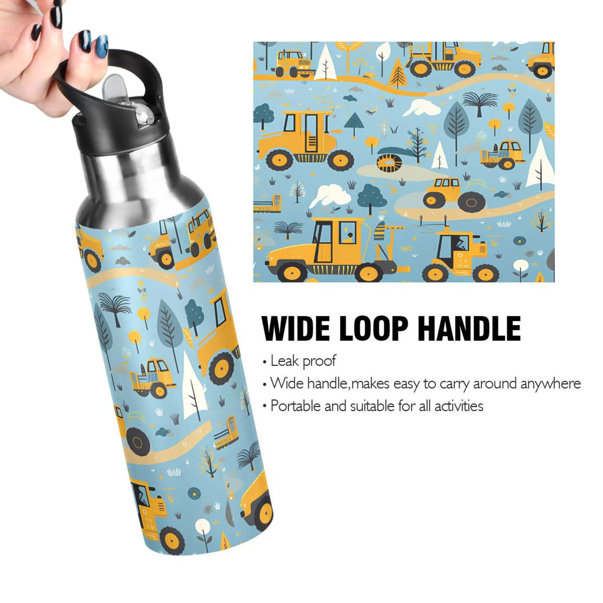 Blue Stainless Steel Insulated Water Bottle with Straw Lid J86048