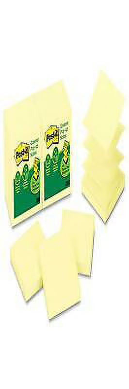 Recycled Pop-up Notes, 3 x 3, Canary Yellow, 100-Sheet, 12/Pack L931747