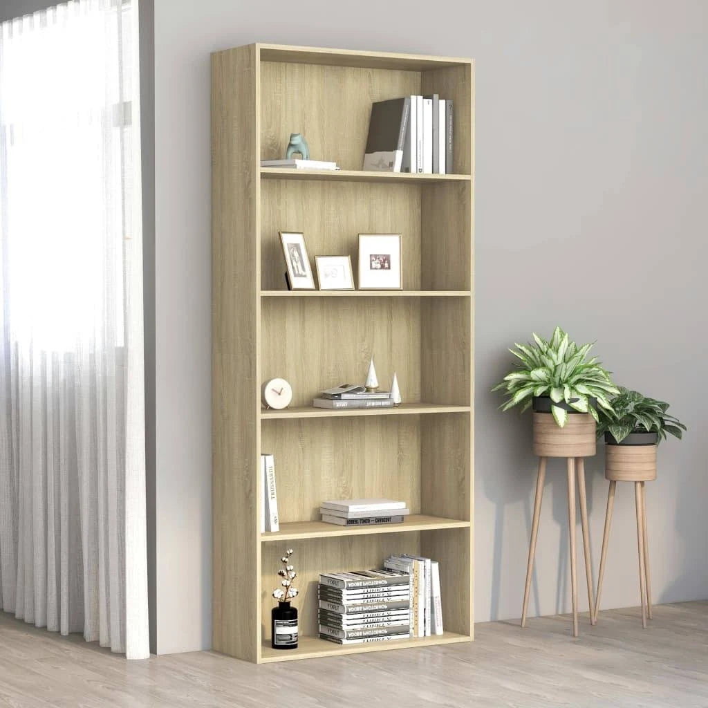 5-Tier Book Cabinet Sonoma Oak Chipboard F3937