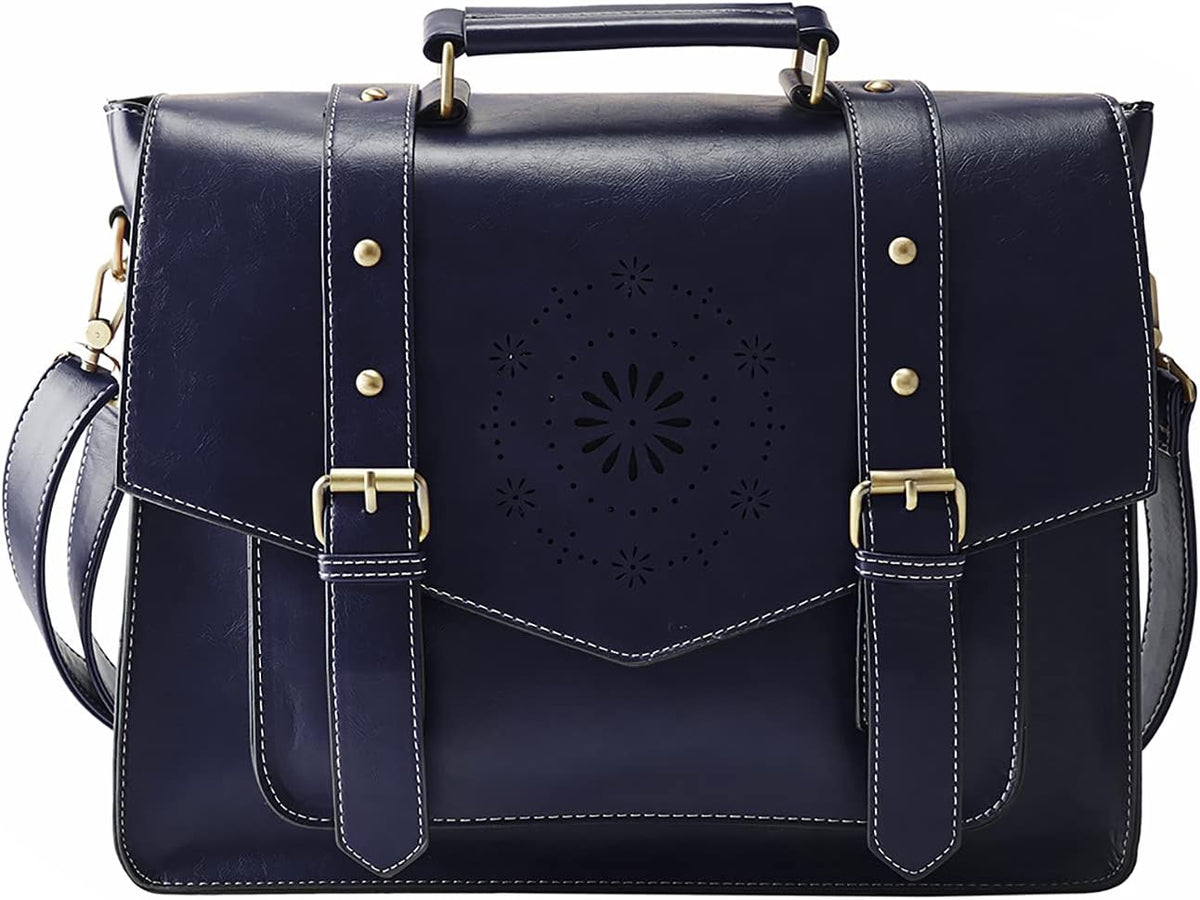 Tan PU Leather Laptop Messenger Bag A350149