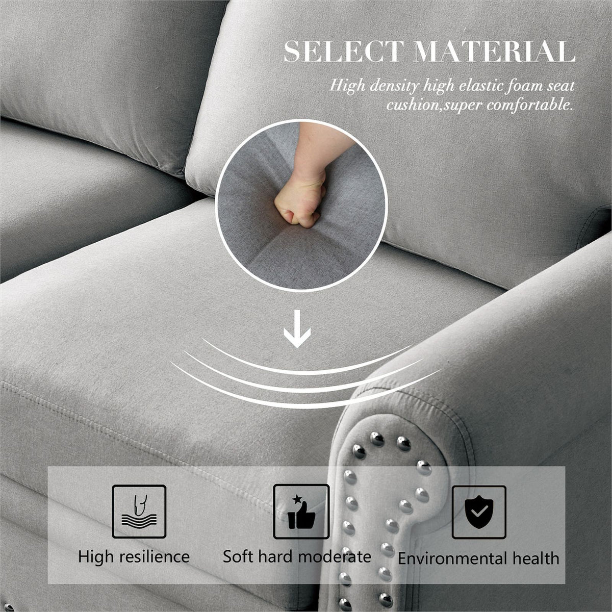 Gray Linen Fabric Storage Sofa K99632