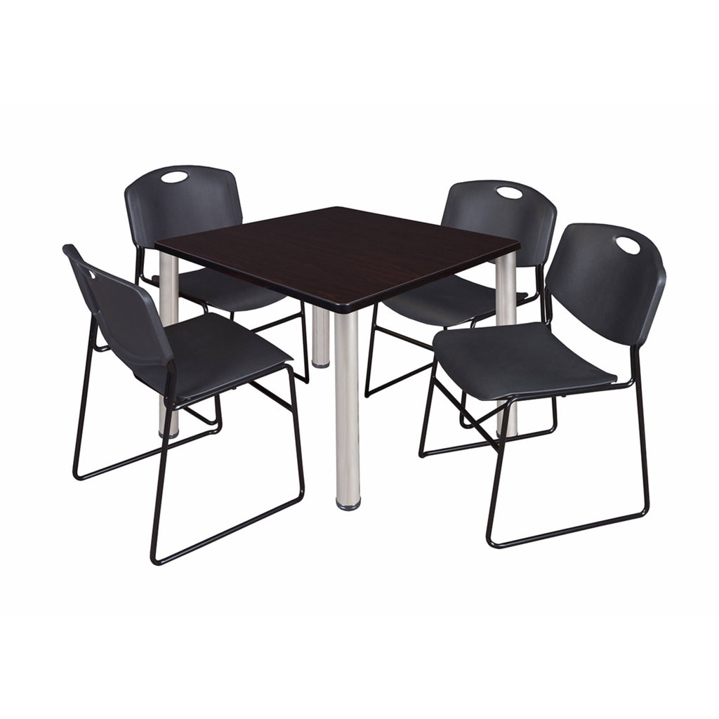 42x22 Square Breakroom Table with 4 Stack Chairs N228955
