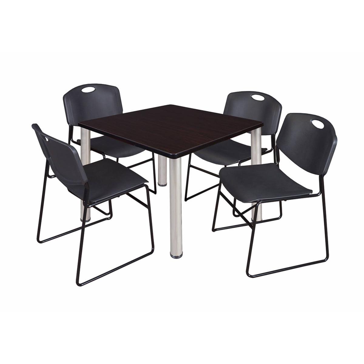 42x22 Square Breakroom Table with 4 Stack Chairs N228955
