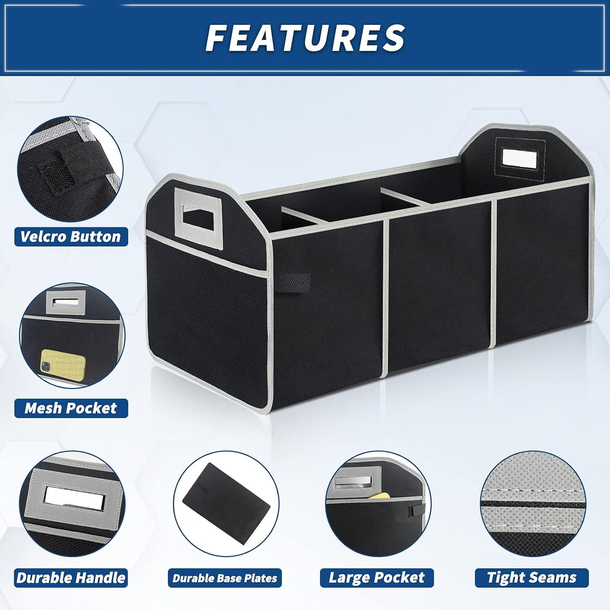 Waterproof Car Trunk Storage Organizer with Insulated Leakproof Cooler Bag B371125