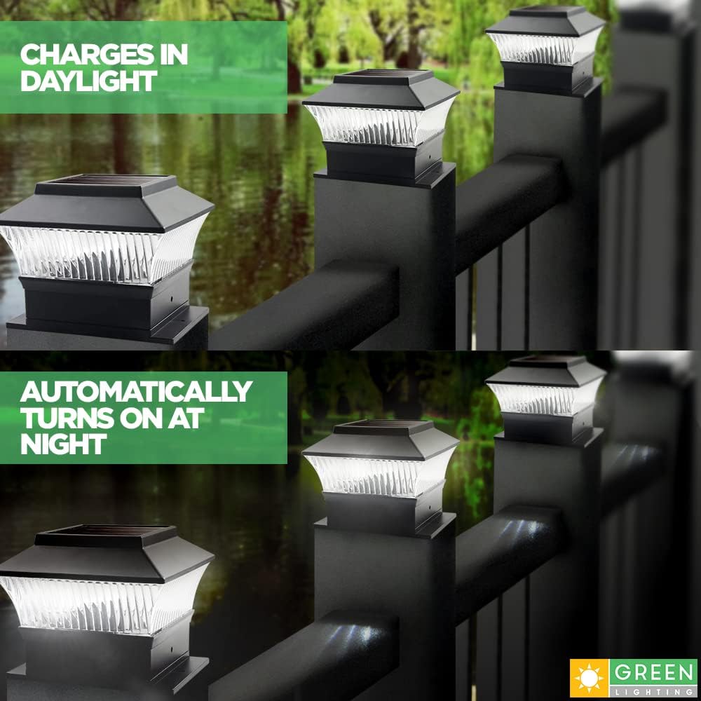 12 Pack Black Solar Powered LED Post Cap Light D381