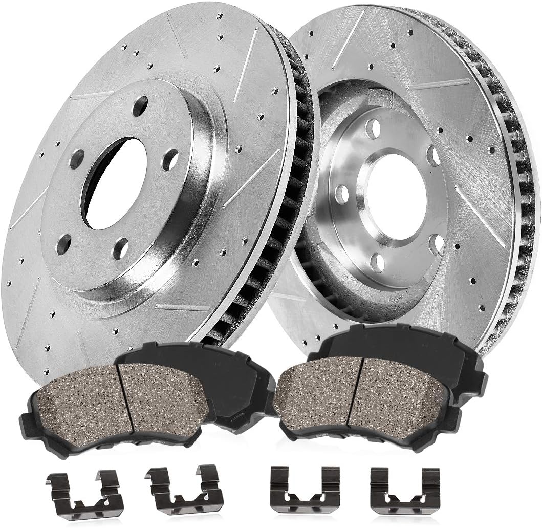 FRONT 305mm 5 Lug Rotors + Ceramic Brake Pads + Clips X1278