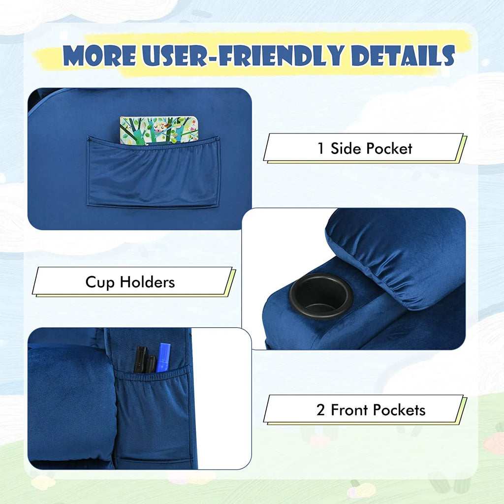 Blue Toddler Recliner Chair with Cup Holder N525131