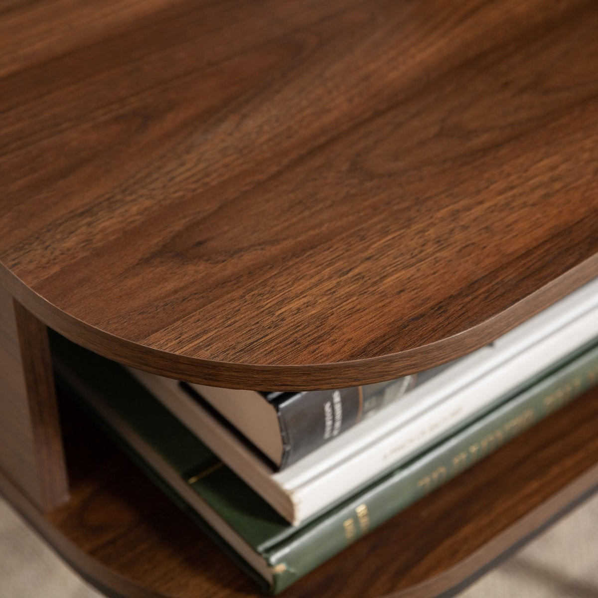 1-Drawer Curved Coffee Table Dark Walnut P89699