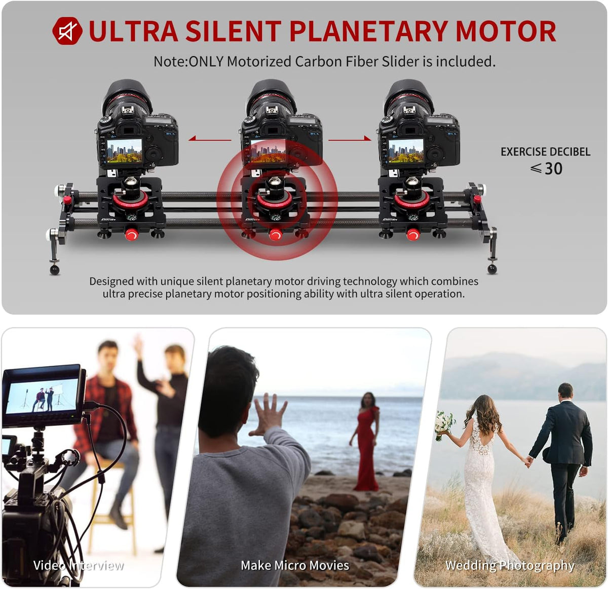 Motorized Carbon Fiber Camera Slider Track Dolly Rail, 120cm X88831