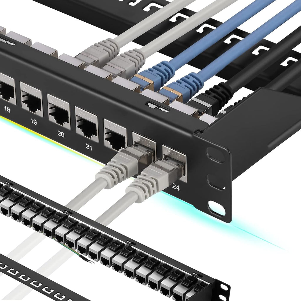 24 Port Cat7 STP Shielded 1U Network Patch Panel Pack of 2 P5339