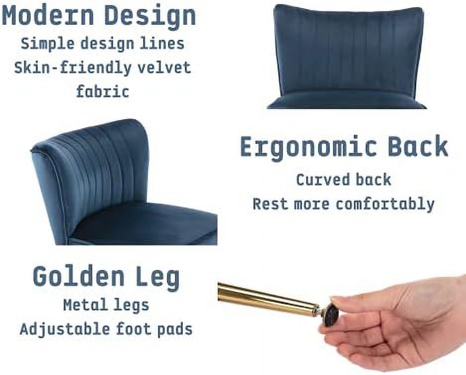 Velvet Accent Chairs Set of 2 with Golden Legs A5912