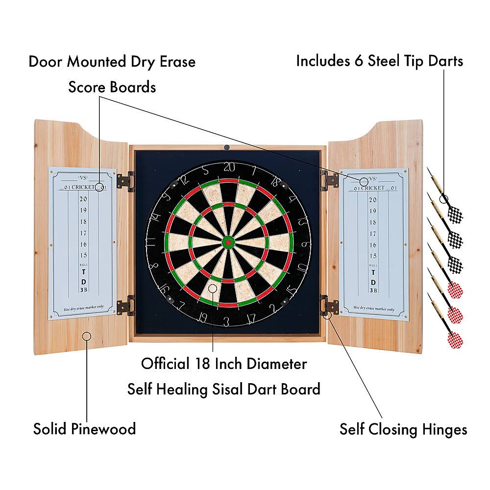 Dart Cabinet Set with Darts and Board A66637