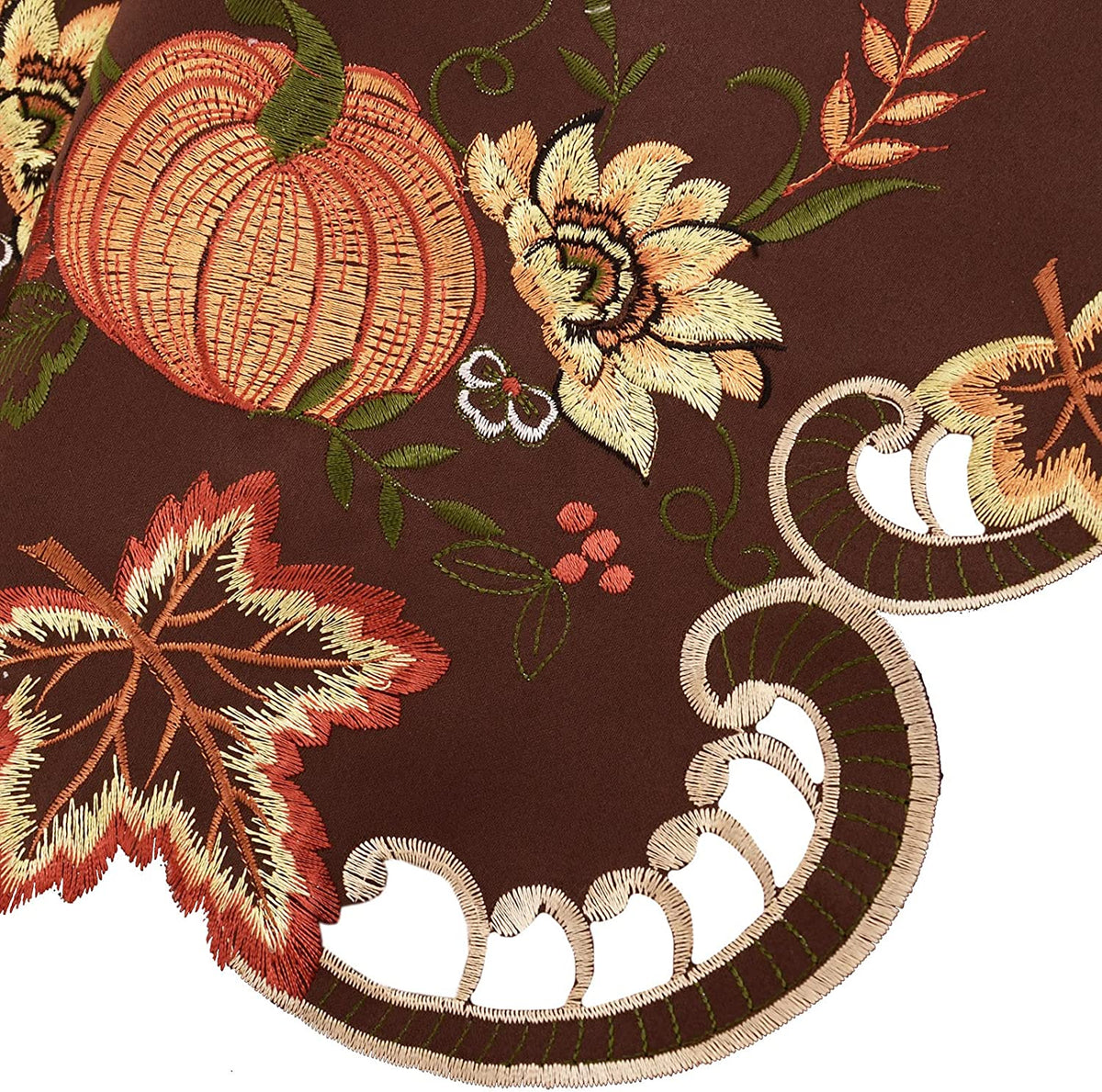 Embroidered Fall Autumn Curtain Valance W 57 × L 14 Inches (Brown) R6144