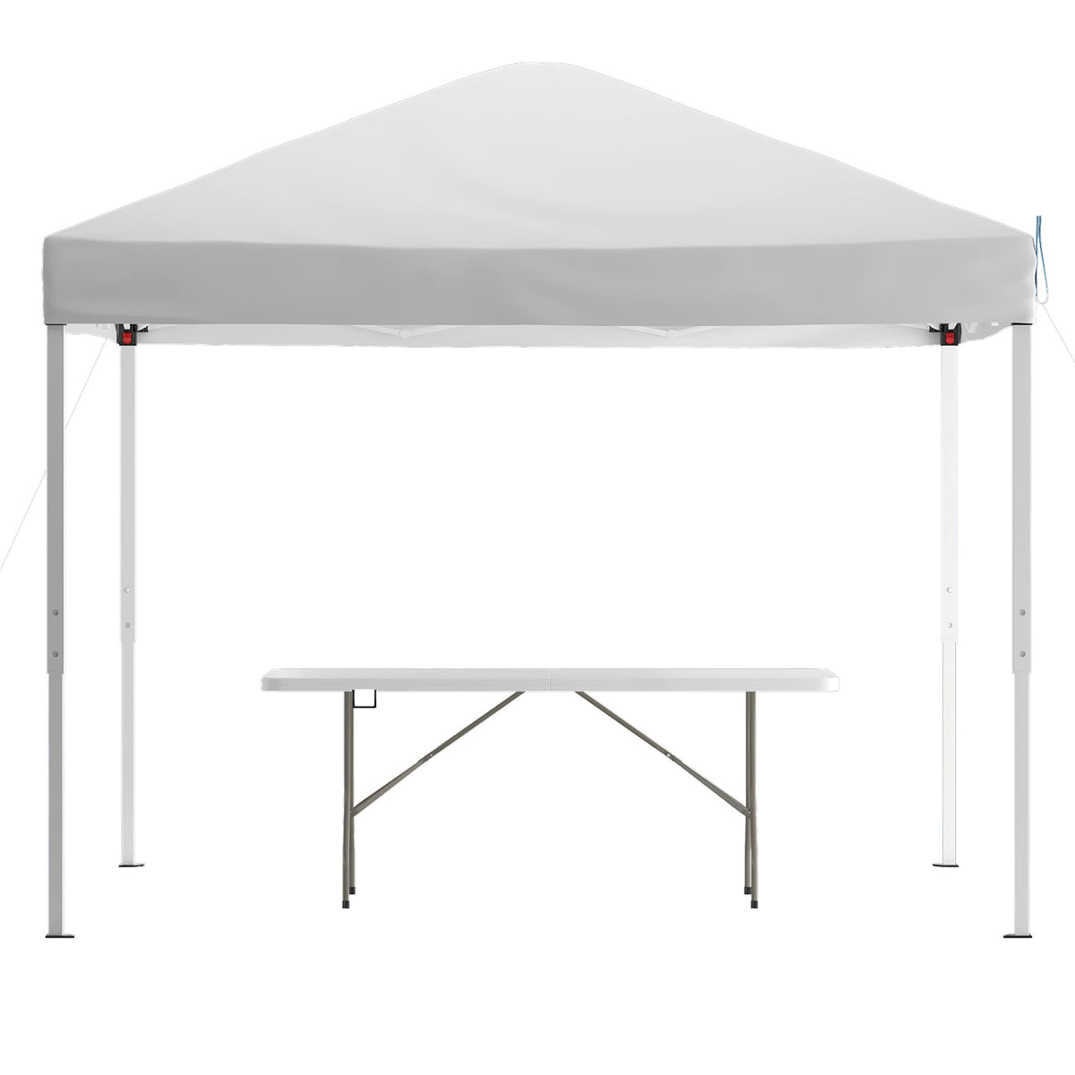 10'x10' White Pop Up Canopy Tent with Carry Bag and 6-Foot Bi-Fold Folding Table with Carrying Handle Z55858