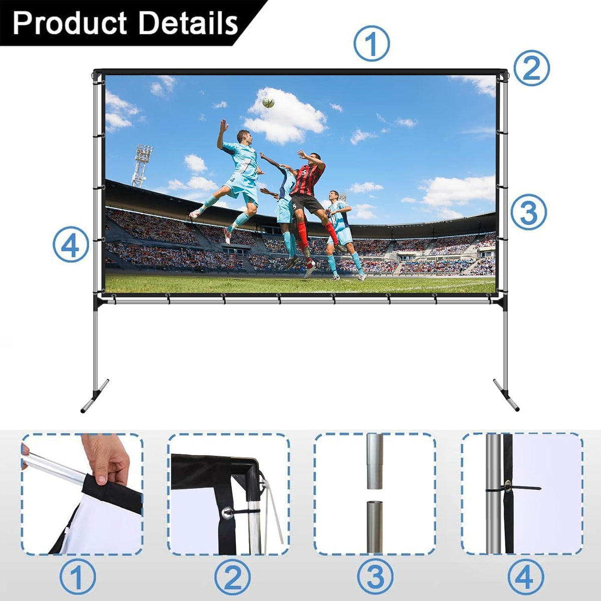 120 Inch Foldable Projector Screen with Stand P152