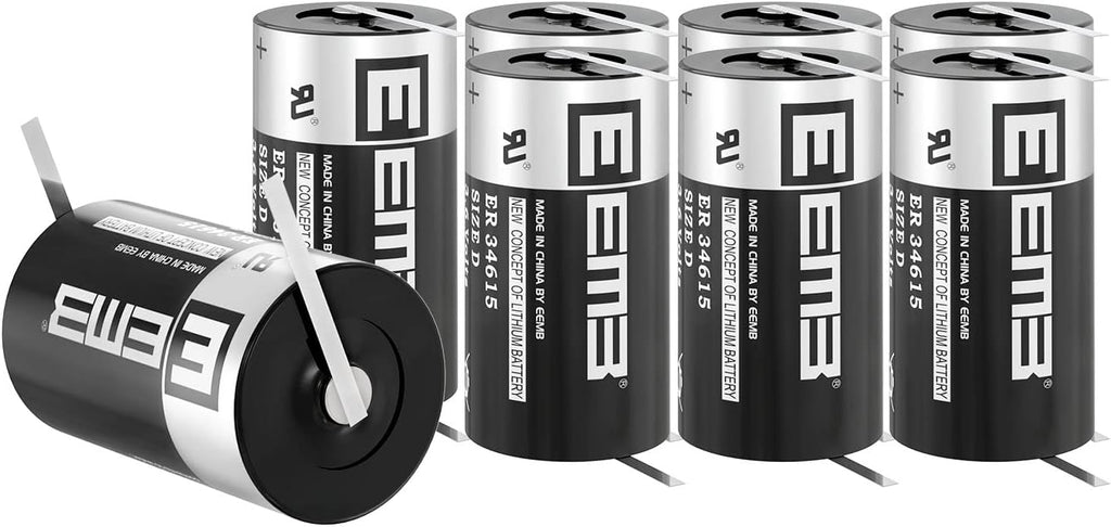 8X 3.6V Lithium Battery with Tabs D Size 19000 mAh J75744