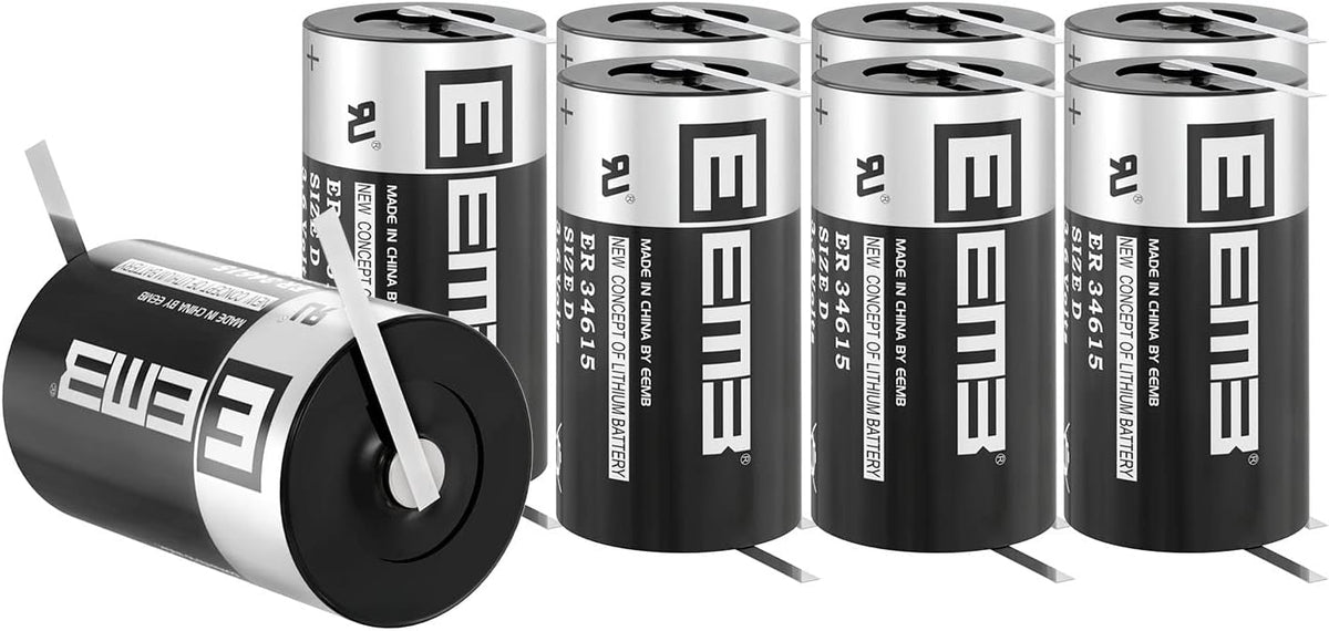 8X 3.6V Lithium Battery with Tabs D Size 19000 mAh J75744