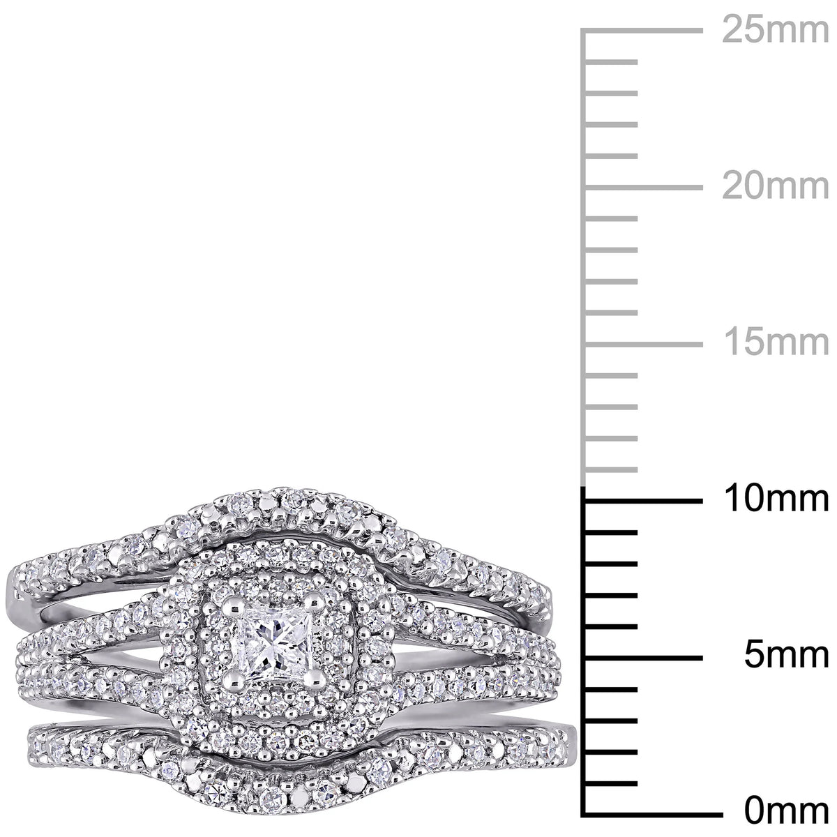 1/2 Carat Diamond Cluster Halo Bridal Set in Sterling Silver D3468