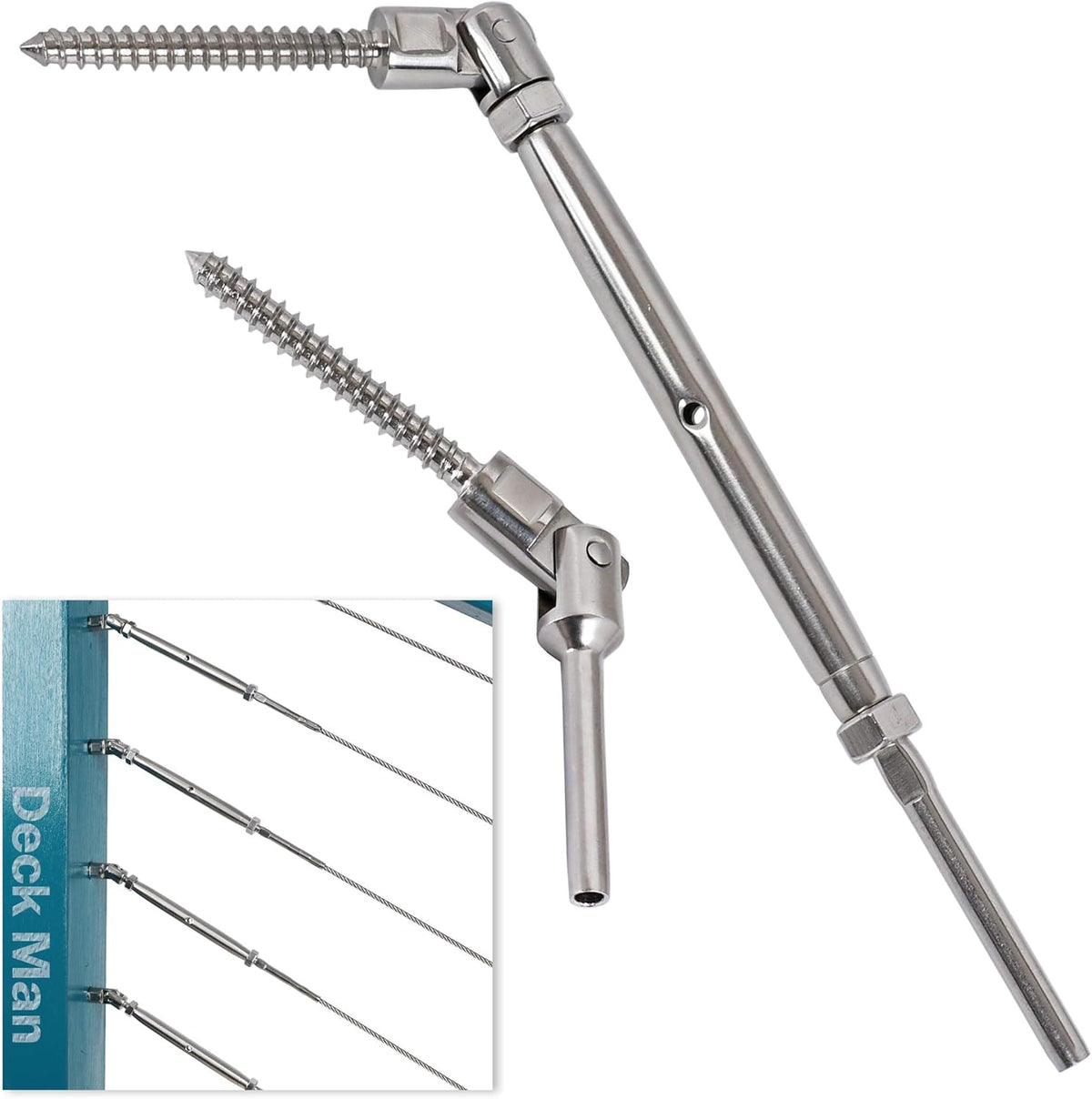 1/8 inch T316 Stainless Steel Cable Railing Kit for Wood Posts (6 Pairs) Pack of 2 A45496
