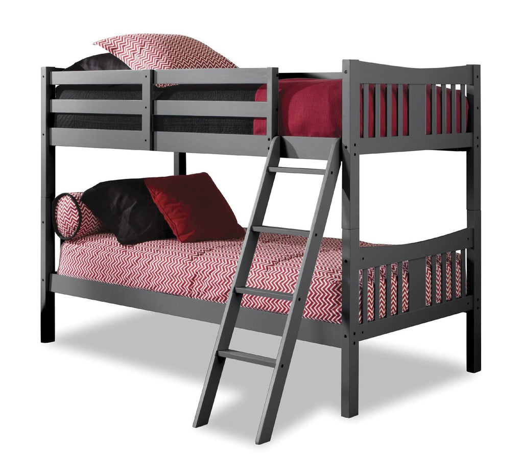Gray Solid Hardwood Twin Over Twin Bunk Bed L3820