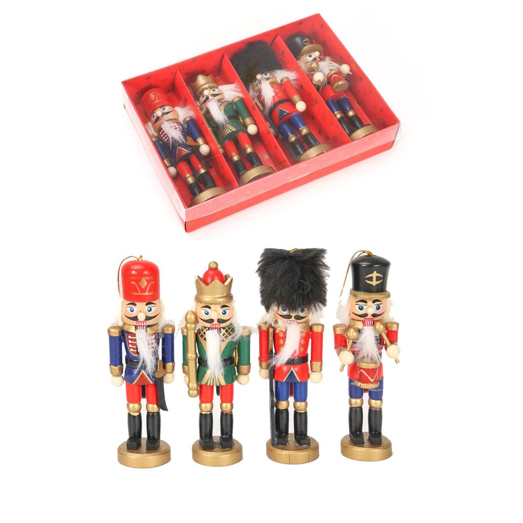 Set of 4 Wood Nutcrackers Soldier Dolls U8628