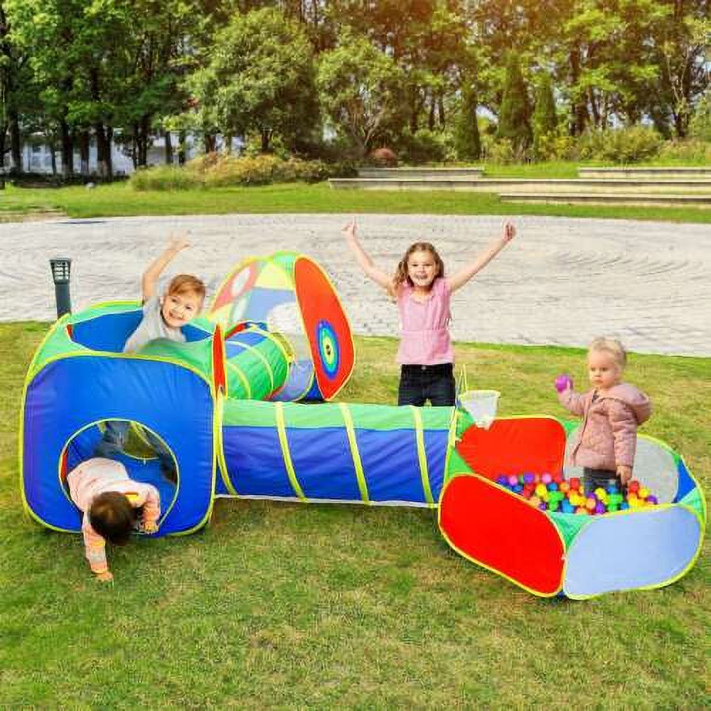 5 Pieces Kids Pop Up Play Tent Crawl Tunnel Ball Pit Playhouse V338862