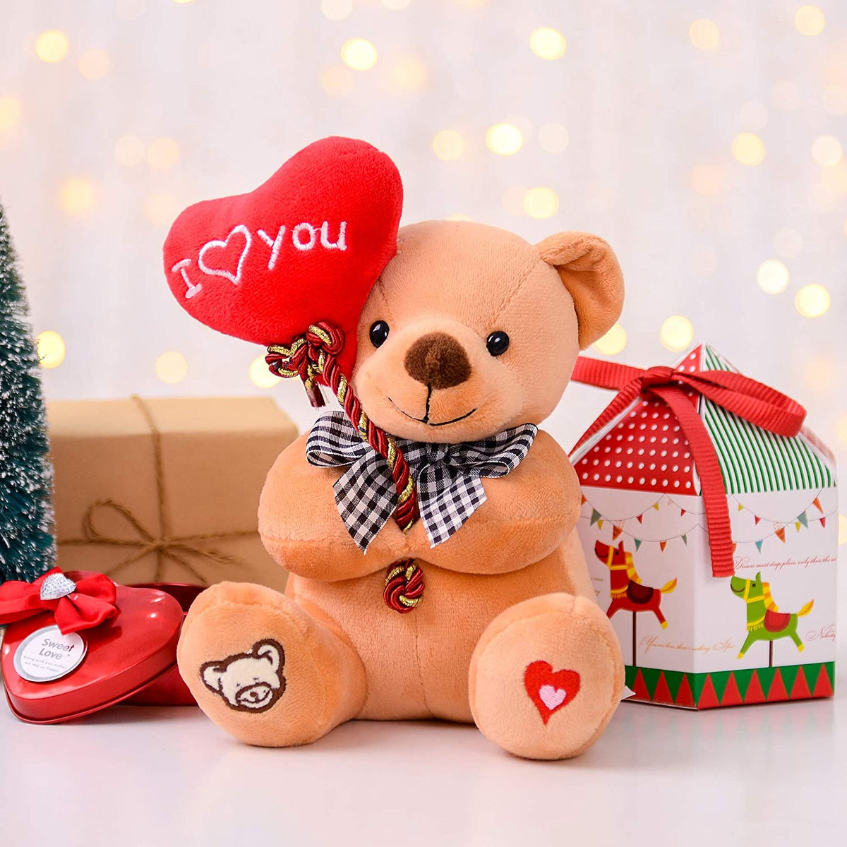 Brown 18cm Plush Teddy Bear with Heart Q98269