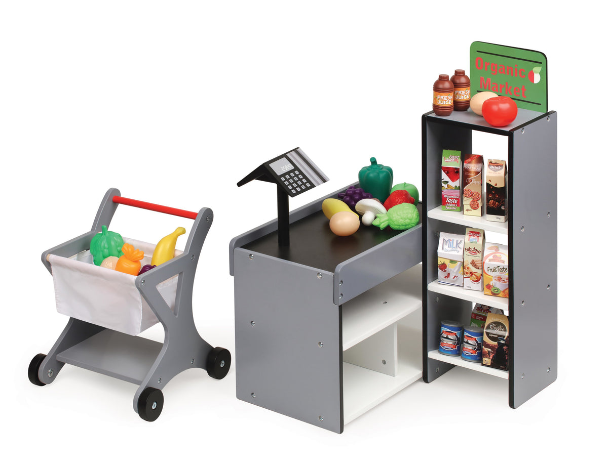 Doll Playset with Shopping Cart and Pretend Food F8995