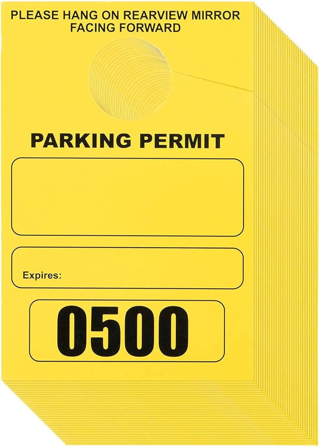Yellow 500 Pieces Numbered Parking Permit Hang Tags V343