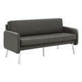 Smoke Faux Leather Lounge Sofa with Chrome Legs X850