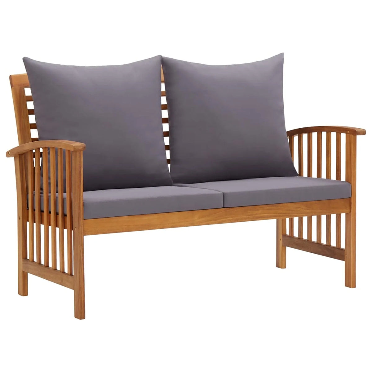 2 Piece Wooden Outdoor Conversation Set with Gray Cushion and Side Table M790