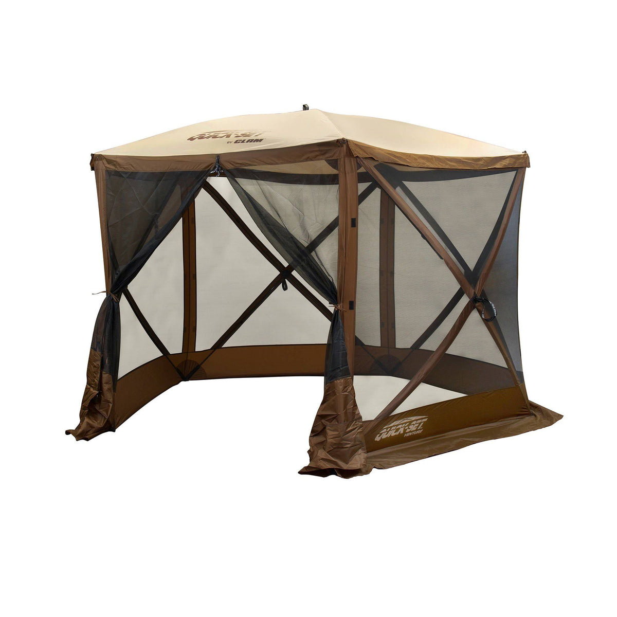 Brown Portable Canopy Shelter with Quick Set Wind & Sun Panels T86669