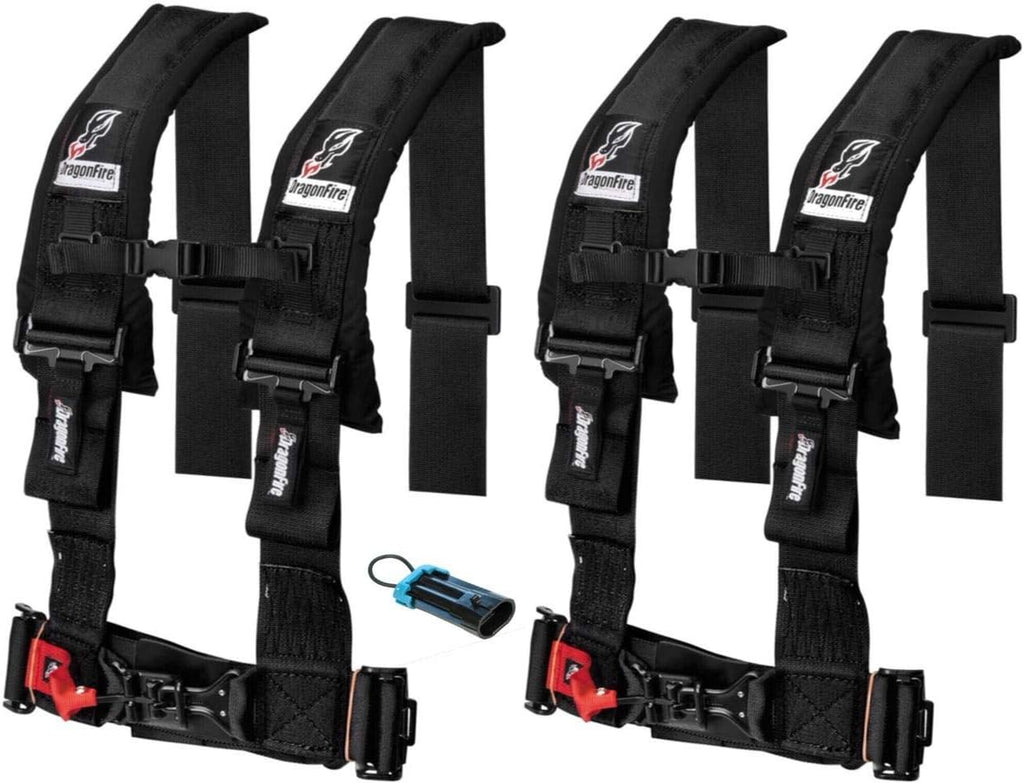 Set of 2 Black 4-Point 3 H-Style Harness With Sternum Clip D2832