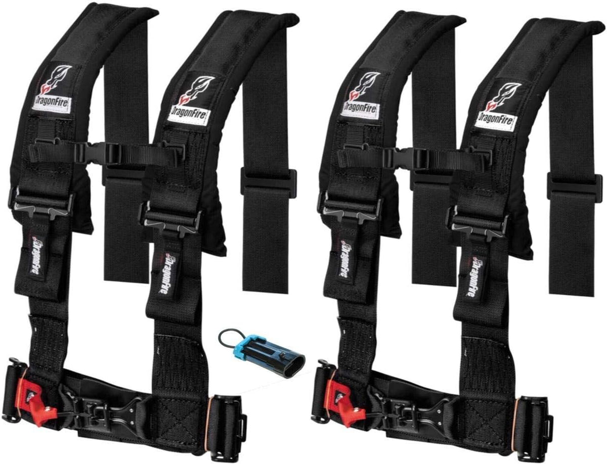 Set of 2 Black 4-Point 3 H-Style Harness With Sternum Clip D2832