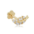 14K Yellow Gold Simulated Diamond CZ Leaf Cartilage Flat Back Earring B5591