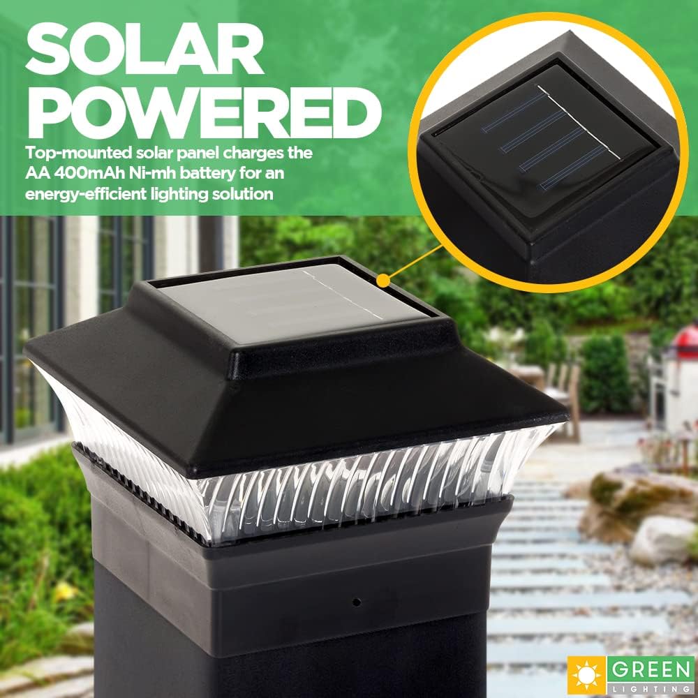 12 Pack Black Solar Powered LED Post Cap Light D381