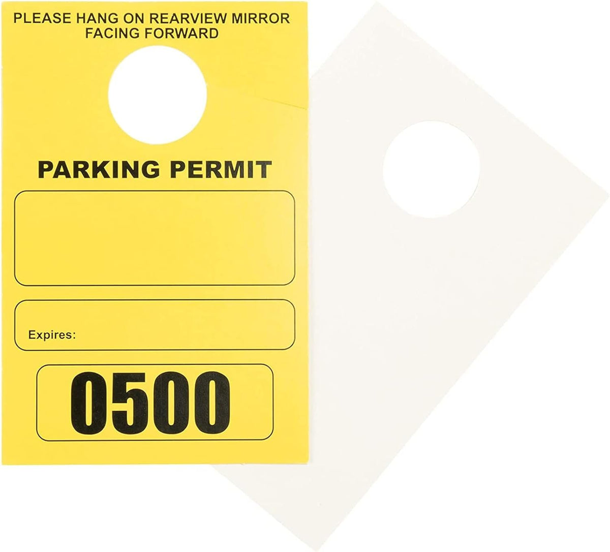 Yellow 500 Pieces Numbered Parking Permit Hang Tags V343
