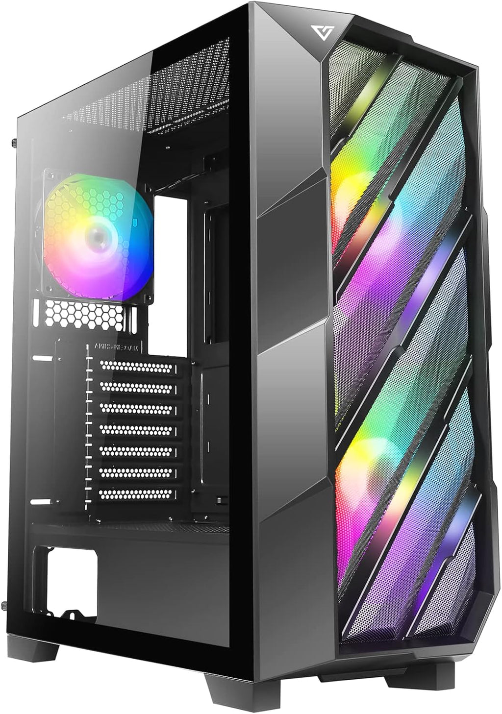 Mid-Tower ATX Gaming Case with 2 x 185mm & 1 x 120mm ARGB Fans, Tempered Glass Side Panel O4197